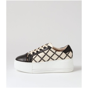 Alfie & Evie Frankie Al Black Cream Leather Black Cream Sneakers Womens Shoes Casual Casual Sneakers