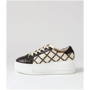 Alfie & Evie Frankie Al Black Cream Leather Black Cream Sneakers Womens Shoes Casual Casual Sneakers
