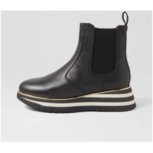 Alfie & Evie Hiccup Al Black Leather Black Boots Womens Shoes Casual Ankle Boots