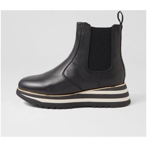 Alfie & Evie Hiccup Al Black Leather Black Boots Womens Shoes Casual Ankle Boots