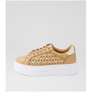 Alfie & Evie Ilona Al Camel Gold Leather Camel Gold Sneakers Womens Shoes Casual Casual Sneakers