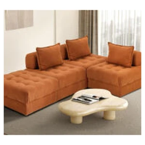 Alma 4 Seater Sofa With Ottoman Brown