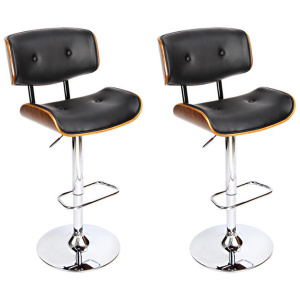 Artiss 2x Bar Stools Gas Lift Leather Black