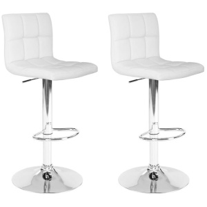 Artiss 2x Bar Stools Leather Gas Lift White
