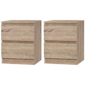 Artiss 2x Bedside Table 2 Drawers - PEPE Oak