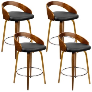 Artiss 4x Bar Stools Swivel Seat Curving Backrest
