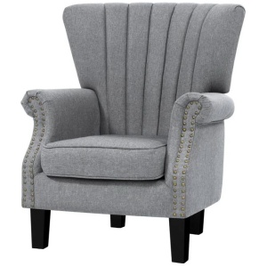 Artiss Armchair Wingback Grey Andrew