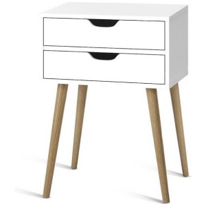 Artiss Bedside Table 2 Drawers - BODIE White