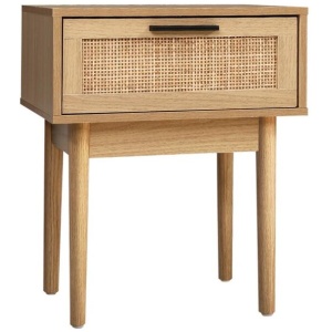 Artiss Bedside Tables Table 1 Drawer Storage Cabinet Rattan Wood Nightstand