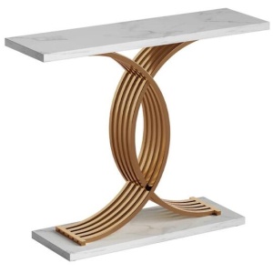 Artiss Console Table Marble Effect White&Gold