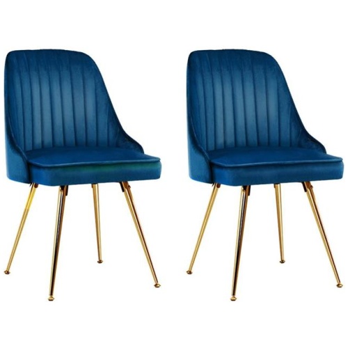 Artiss Dining Chairs Set of 2 Velvet Channel Tufted Blue