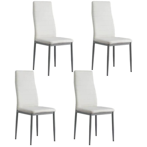 Artiss Dining Chairs Set of 4 Leather Channel Tufted White