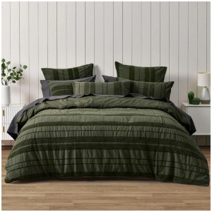 Bianca Avery Forest Chenille Striped Quilt Cover Set Queen