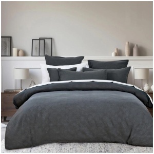 Bianca Hallston Charcoal Pre-Washed Cotton Quilt Cover Set Queen