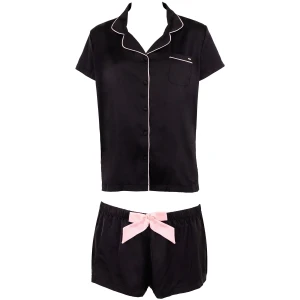 Bluebella Abigail Shirt and Short Set Black/Pale Pink - 18