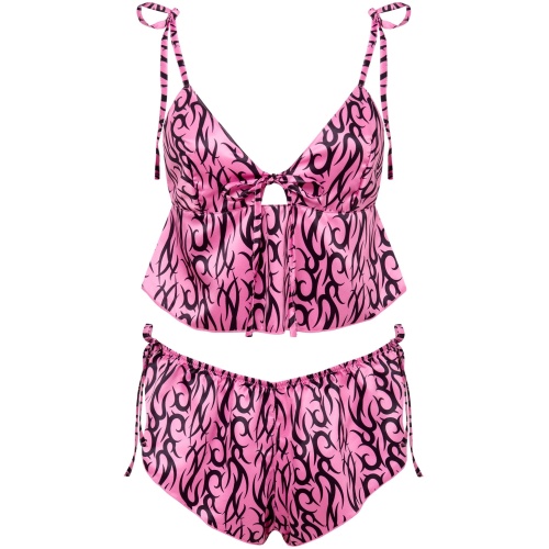 Bluebella BB x Ashley Williams Tattoo Print Luxury Satin Crop Cami and Short Set - 10