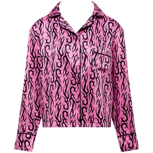 Bluebella BB x Ashley Williams Tattoo Print Luxury Satin Shirt - 10