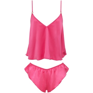 Bluebella Faye Luxury Satin Cami and Short Set Fuchsia Pink - 10
