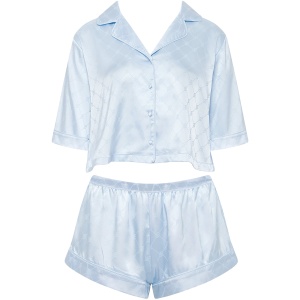 Bluebella Helene Luxury Satin Short Pyjama Set Ice Water Blue - 10