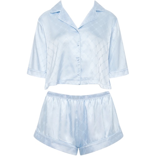 Bluebella Helene Luxury Satin Short Pyjama Set Ice Water Blue - 10