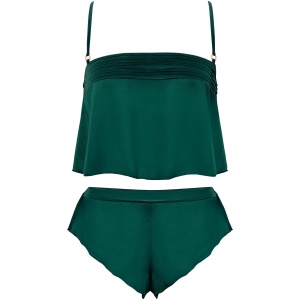 Bluebella Stephanie Luxury Satin Crop Cami and Short Set Botanical Garden Green - 10