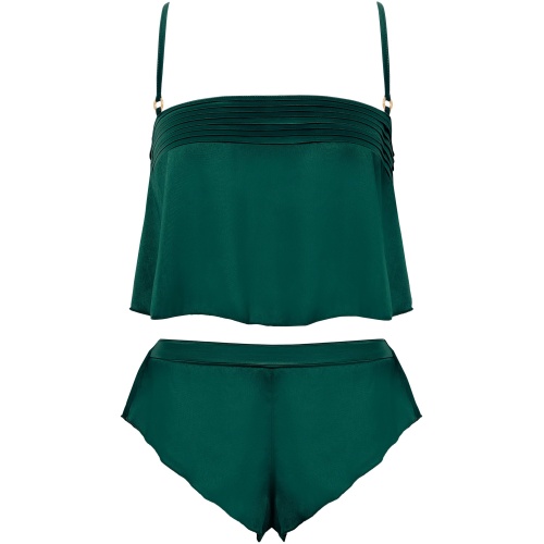 Bluebella Stephanie Luxury Satin Crop Cami and Short Set Botanical Garden Green - 10