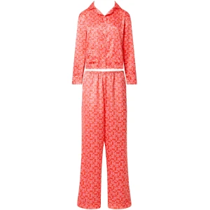Bluebella Tabitha Luxury Satin Long Pyjama Set Hot Coral/Dianthus Pink - 10