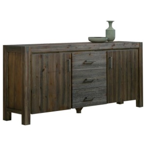 Buffet Sideboard in Chocolate Colour Constructed with Solid Acacia Wooden Frame Storage Cabinet with Drawers