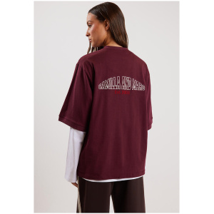Camilla And Marc Soren V Neck Graphic Tee Burgundy