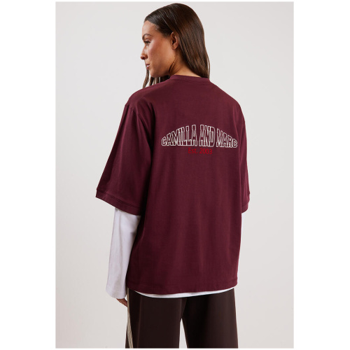 Camilla And Marc Soren V Neck Graphic Tee Burgundy