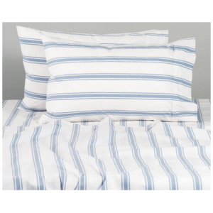 Canningvale Modella Stripe Sheet Set - White, Single, 100% Cotton
