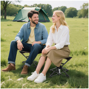 CostwayFolding Camping Stool 360° Swivel Hunting Chair with Anti-Sink Feet-Camouflage