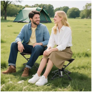 CostwayFolding Camping Stool 360° Swivel Hunting Chair with Anti-Sink Feet-Camouflage