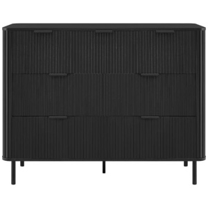 Design Square Galene Dresser Lowboy Chest Of 7-Drawers Storage Cabinet Slat Black