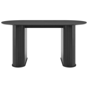 Design Square Veale Wooden Rectangular Kitchen Dining Table 160cm Slat Black