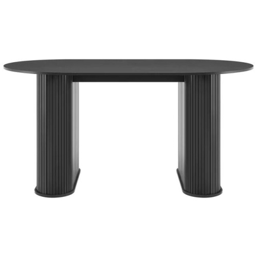 Design Square Veale Wooden Rectangular Kitchen Dining Table 160cm Slat Black