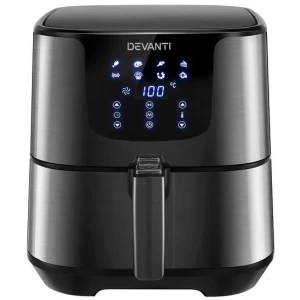 Devanti Air Fryer 7L LCD Fryers Oven Airfryer Kitchen Healthy Cooker Stainless Steel