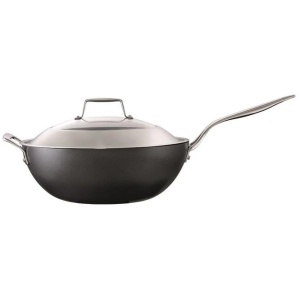 Diamond 9 Hard Anodised Aluminium Non-Stick Wok with Lid Size 32cm by Cuisine::pro