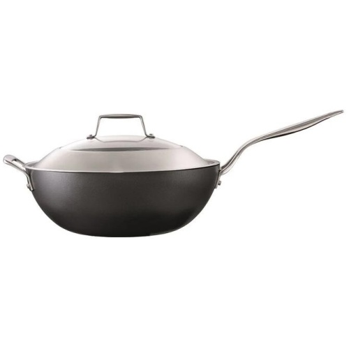 Diamond 9 Hard Anodised Aluminium Non-Stick Wok with Lid Size 32cm by Cuisine::pro