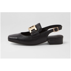 Django & Juliette Beammer Dj Black Leather Black Shoes Womens Shoes Casual Heeled Shoes