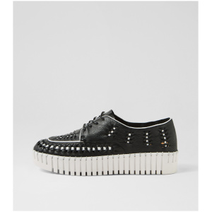Django & Juliette Brodies Dj Black White Sole Leather Black White Sole Sneakers Womens Shoes Casual Casual Sneakers