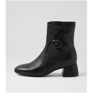 Django & Juliette Celso Dj Black Leather Black Boots Womens Shoes Casual Ankle Boots