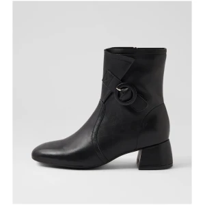 Django & Juliette Celso Dj Black Leather Black Boots Womens Shoes Casual Ankle Boots