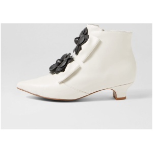 Django & Juliette Denize Dj Ivory Ivory & Black Leather Leather Ivory Ivory & Black Boots Womens Shoes Ankle Boots