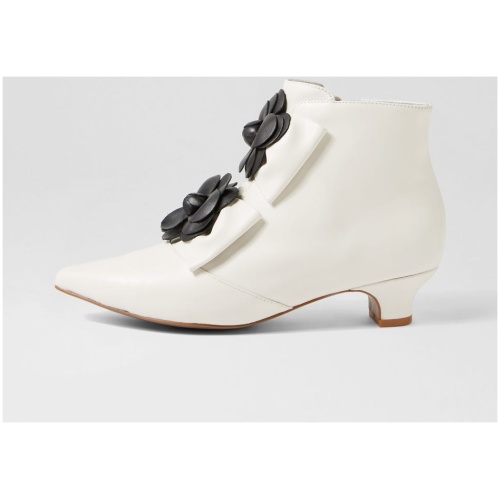 Django & Juliette Denize Dj Ivory Ivory & Black Leather Leather Ivory Ivory & Black Boots Womens Shoes Ankle Boots