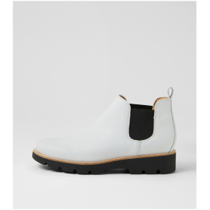 Django & Juliette Draria Dj Winter White Black Sole Leather Winter White Black Sole Boots Womens Shoes Casual Ankle Boots
