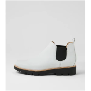 Django & Juliette Draria Dj Winter White Black Sole Leather Winter White Black Sole Boots Womens Shoes Casual Ankle Boots