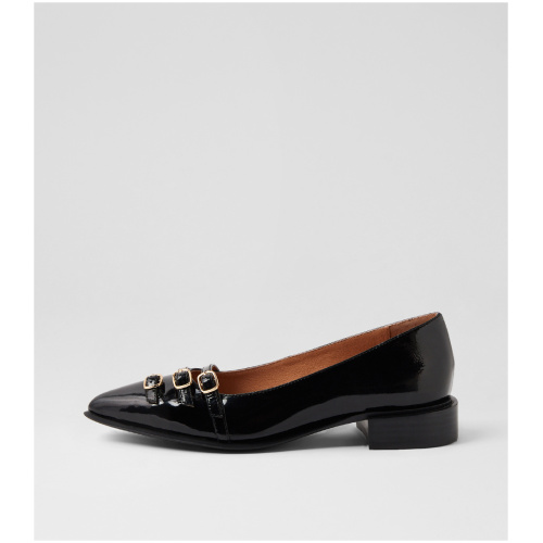 Django & Juliette Eliora Dj Black Patent Leather Black Shoes Womens Shoes Casual Flat Shoes