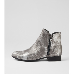 Django & Juliette Fabian Black & Pewter Smudge Leather Black & Pewter Smudge Boots Womens Shoes Casual Ankle Boots