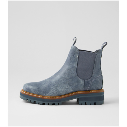 Django & Juliette Femi Dj Washed Denim Leather Washed Denim Boots Womens Shoes Casual Ankle Boots